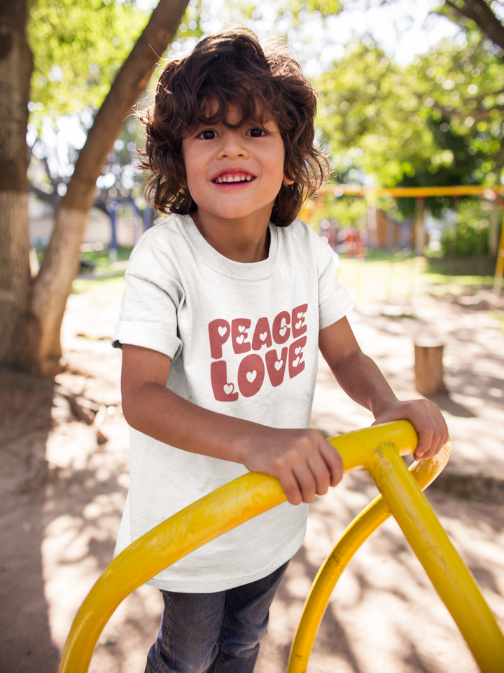 Peace Love. Short Sleeve T Shirt For Toddler And Kids. - TeesForToddlersandKids -  t-shirt - positive - peace-love-short-sleeve-t-shirt-for-toddler-and-kids