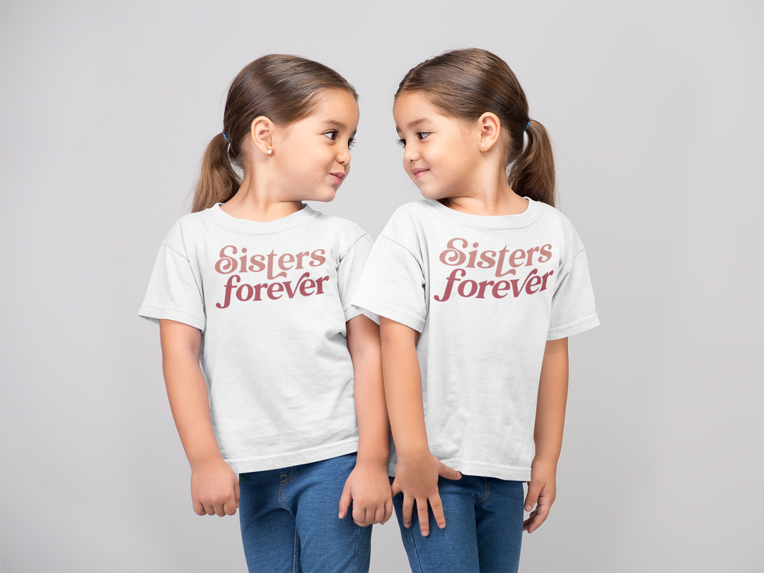 Sisters forever in pink. T-shirt for toddlers and kids. - TeesForToddlersandKids -  t-shirt - sibling - sisters-forever-in-pink-t-shirt-for-toddlers-and-kids