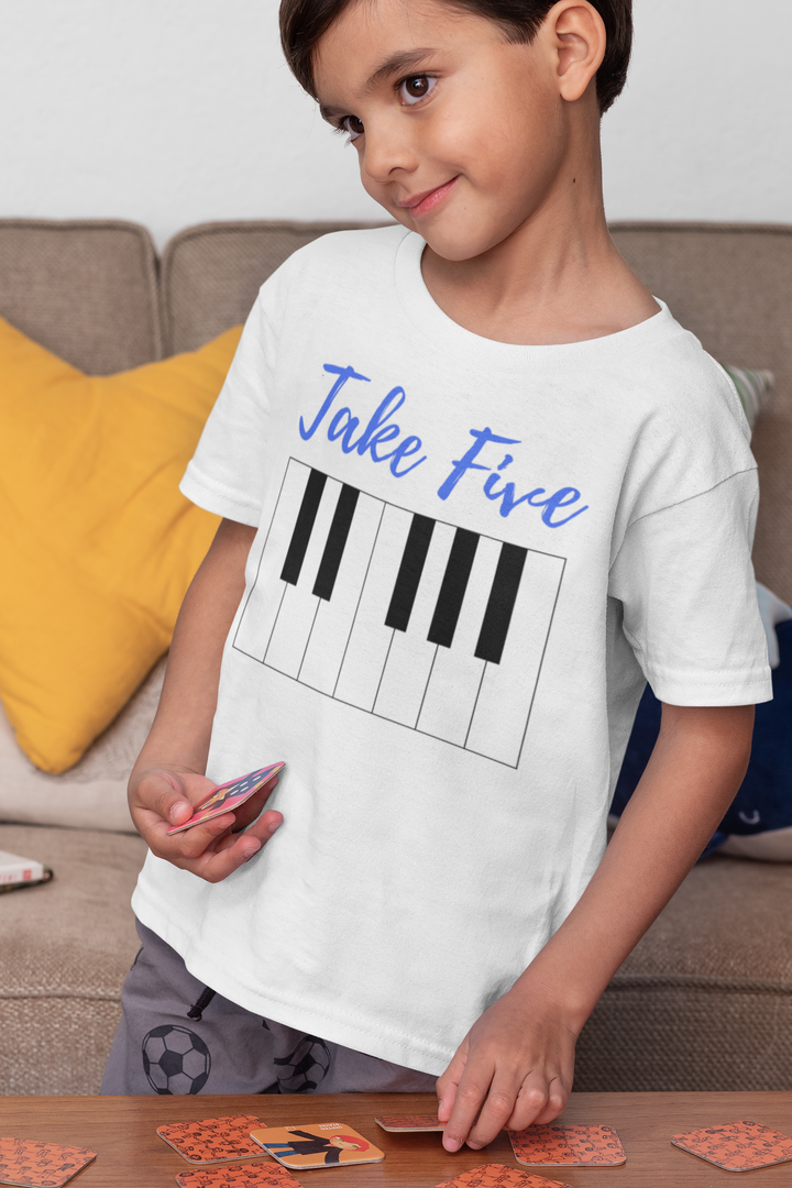 Take Five. Short sleeve t shirt for toddler and kids. - TeesForToddlersandKids -  t-shirt - jazz - take-five-short-sleeve-t-shirt-for-toddler-and-kids-the-jazz-series
