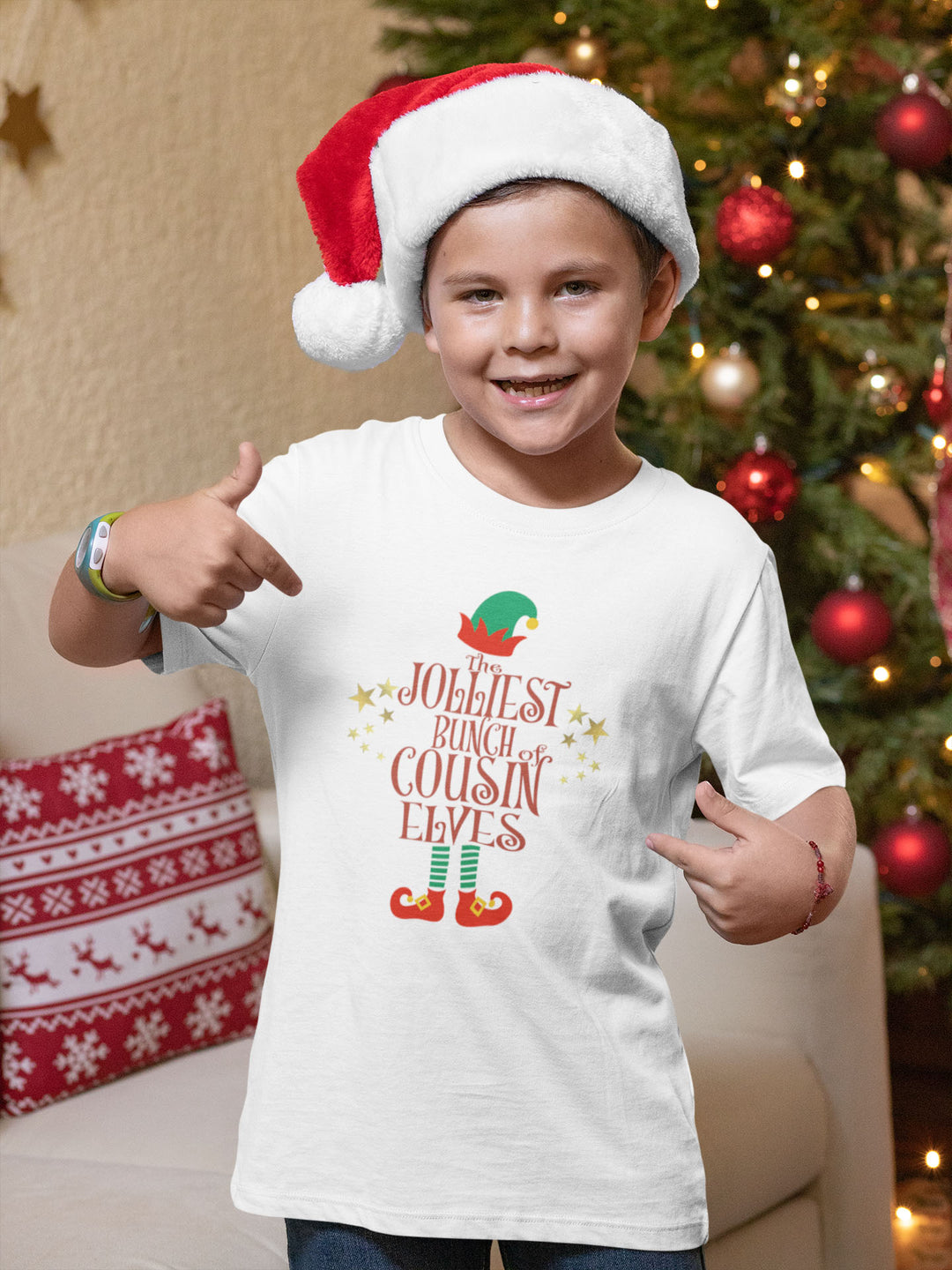 The Jolliest Bunch Cousin Elves. Short Sleeve T Shirts For Toddlers And Kids. - TeesForToddlersandKids -  t-shirt - christmas, holidays - the-jolliest-bunch-cousin-elves-short-sleeve-t-shirts-for-toddlers-and-kids