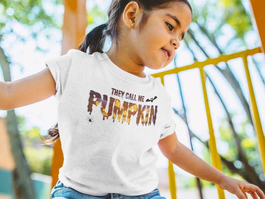 They calll me pumpkin. Scary Jack O' Lantern letters. Halloween shirt for toddlers and kids.