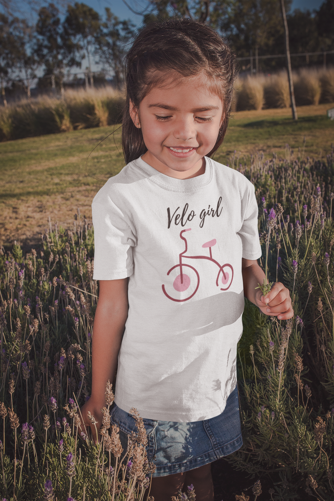 Vélo girl. Short sleeve t shirt for toddler and kids. The biking series. - TeesForToddlersandKids -  t-shirt - biking - velo-girl-short-sleeve-t-shirt-for-toddler-and-kids-the-biking-series