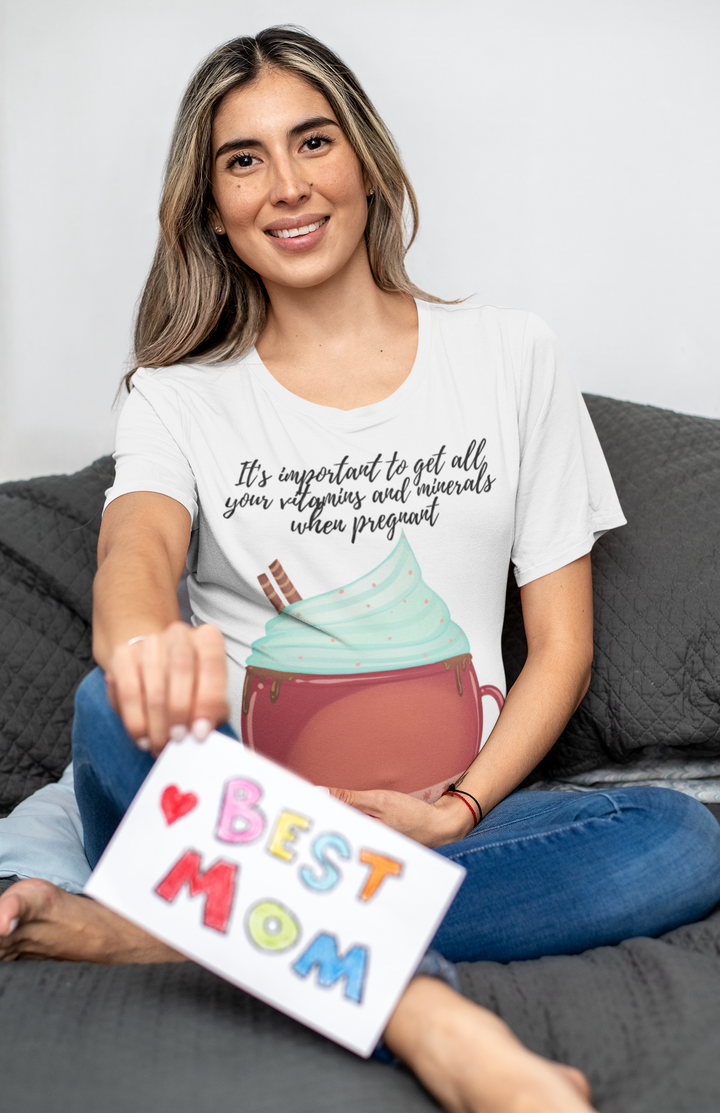 It's important to get all your vitamins and minerals when pregnant. Short sleeve t-shirt for mama. - TeesForToddlersandKids -  t-shirt - MAMA - its-important-to-get-all-your-vitamins-and-minerals-when-pregnant-short-sleeve-t-shirt