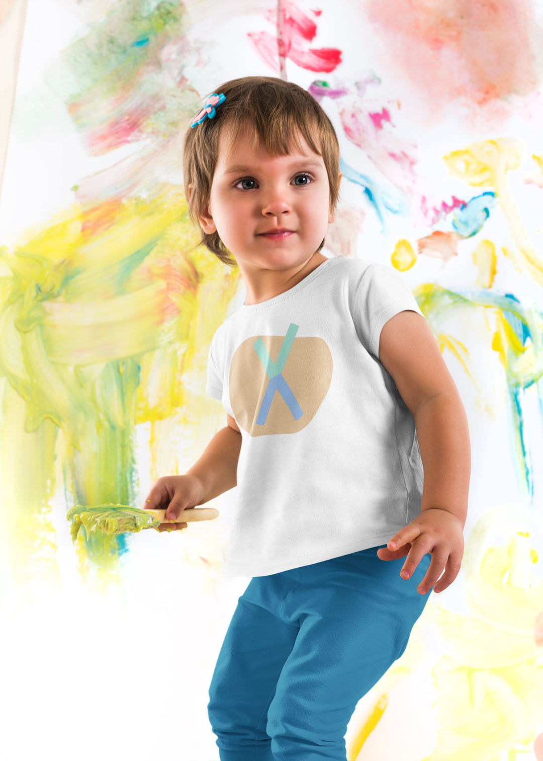 X Letter Alphabet Blue Sand. Short Sleeve T-shirt For Toddler And Kids.