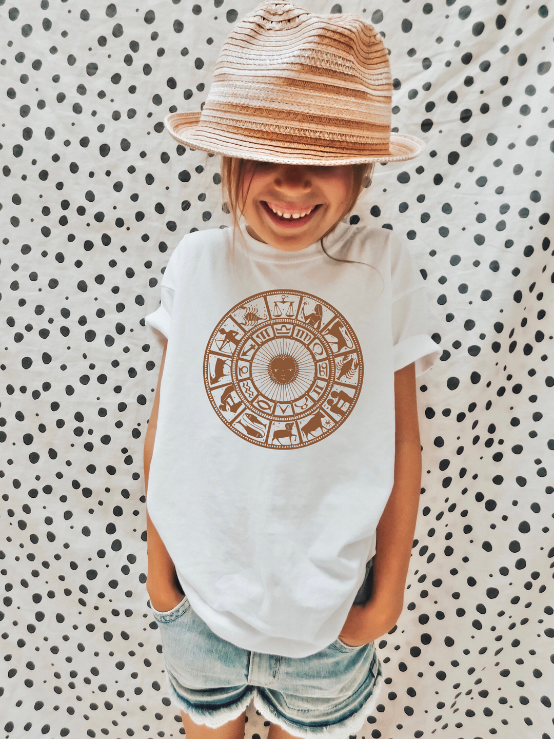 Zodiac Chart Brown. Zodiac sign t-shirts for Toddlers And Kids. - TeesForToddlersandKids -  t-shirt - zodiac - zodiac-chart-brown-short-sleeve-t-shirt-for-toddler-and-kids-1