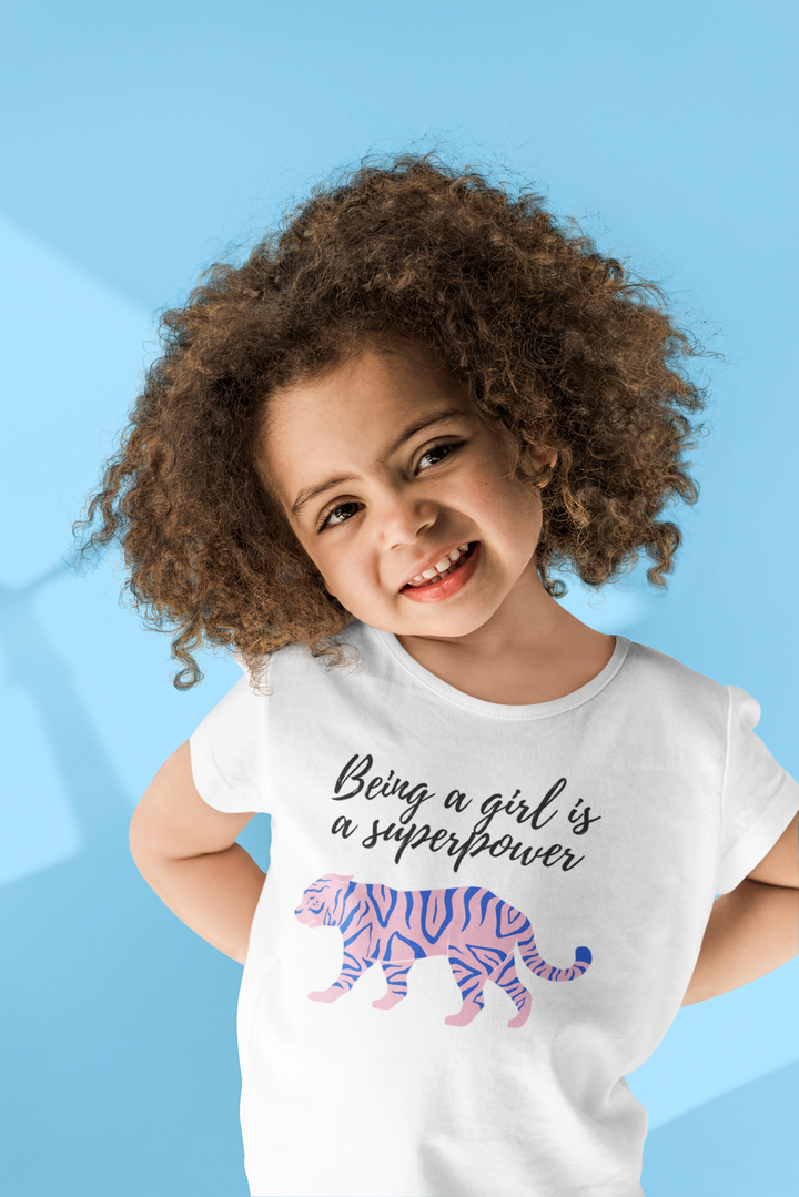 Being a girl is a super power. Girl power t-shirts for toddlers and kids.