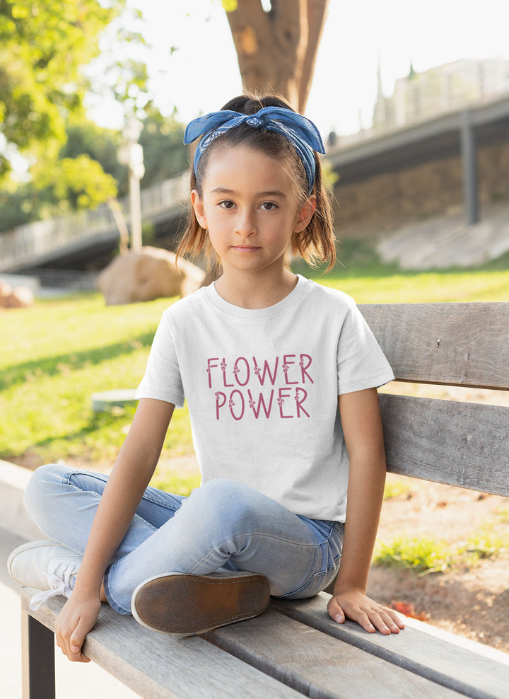 Flower Power Pink. Short Sleeve T Shirt For Toddler And Kids. - TeesForToddlersandKids -  t-shirt - seasons, summer - flower-power-pink-short-sleeve-t-shirt-for-toddler-and-kids