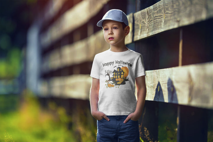 Happy Halloween Ghost House And Pumpkins.          Halloween shirt toddler. Trick or treat shirt for toddlers. Spooky season. Fall shirt kids.