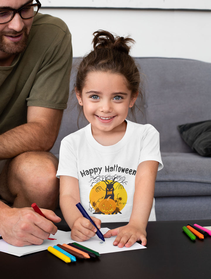 Happy Halloween Scary Tree And Pumpkins.          Halloween shirt toddler. Trick or treat shirt for toddlers. Spooky season. Fall shirt kids.