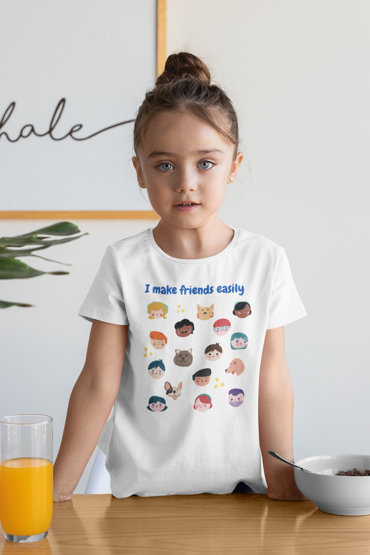 I make friends easily. Short sleeve t shirt for toddler and kids. - TeesForToddlersandKids -  t-shirt - positive - i-make-friends-easily-short-sleeve-t-shirt