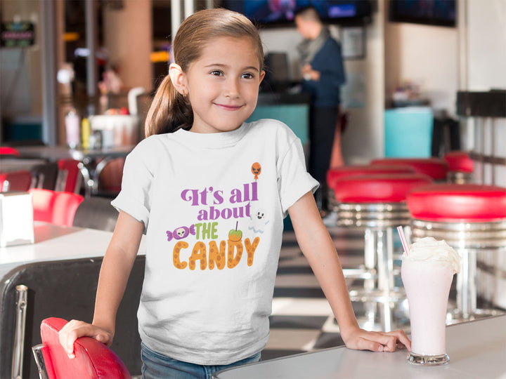 It's All About The Candy.           Halloween shirt toddler. Trick or treat shirt for toddlers. Spooky season. Fall shirt kids.