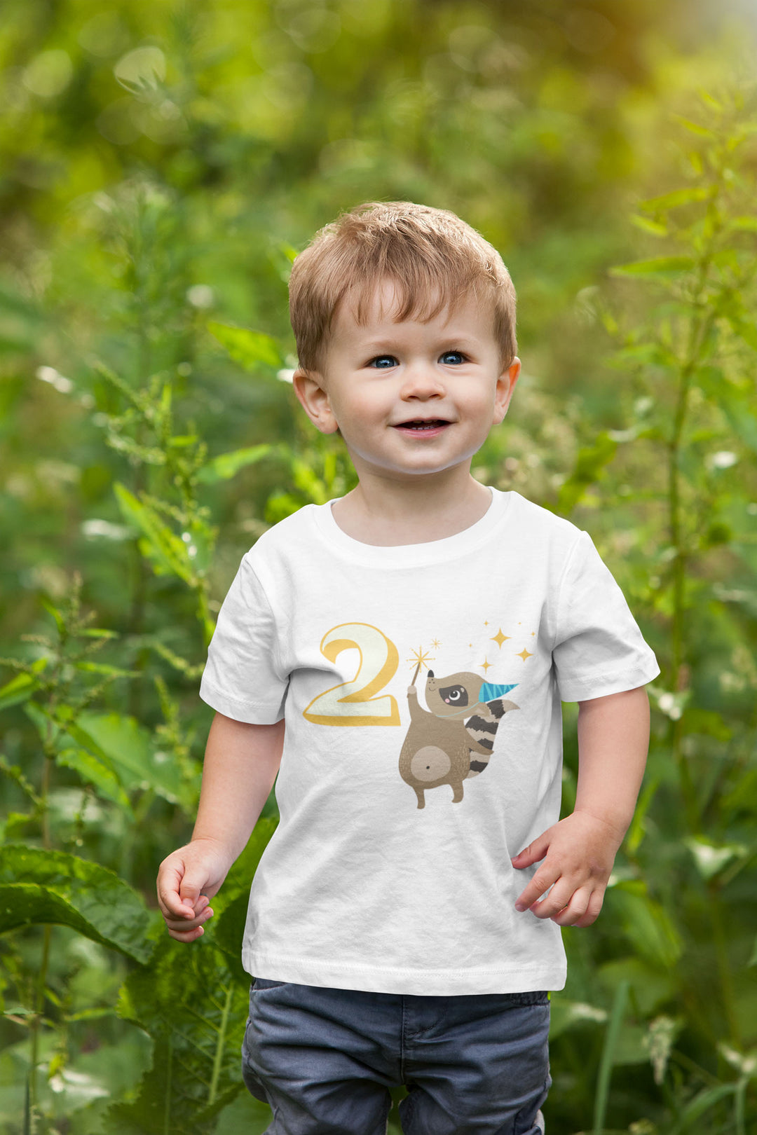 2 Year Birthday Cute Meercat Yellow. Short Sleeve T Shirt For Toddler And Kids. - TeesForToddlersandKids -  t-shirt - birthday - 2-year-birthday-cute-meercet-blue-short-sleeve-t-shirt-for-toddler-and-kids
