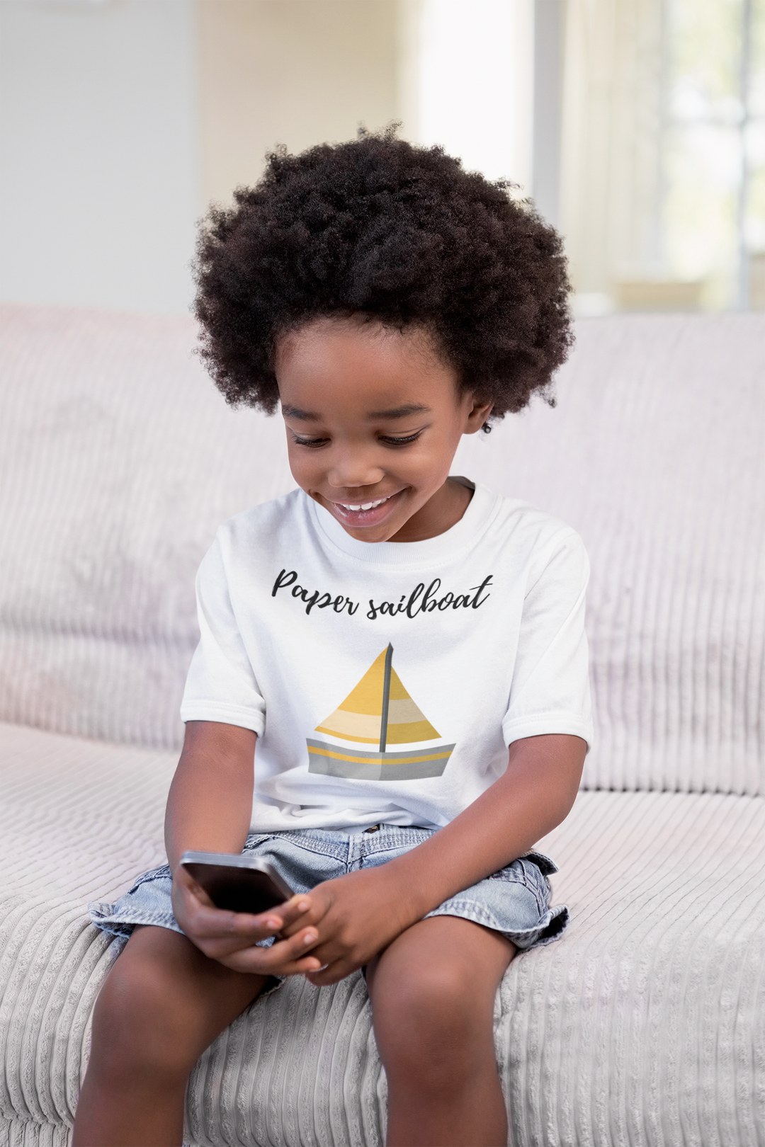Paper sailboat. Short sleeve t shirt for toddler and kids. - TeesForToddlersandKids -  t-shirt - seasons, summer - paper-sailboat-short-sleeve-t-shirt
