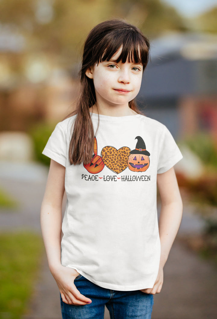 Peace Love Halloween.          Halloween shirt toddler. Trick or treat shirt for toddlers. Spooky season. Fall shirt kids.