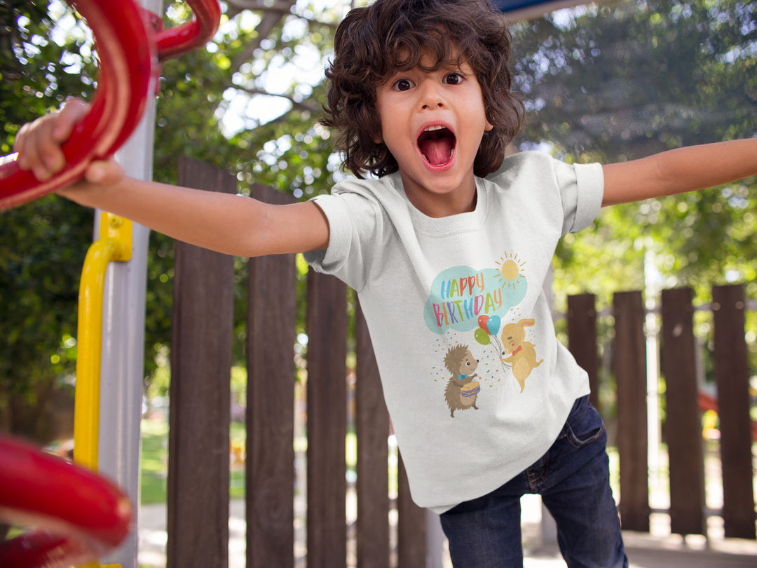 Happy Birthday. Short Sleeve T Shirt For Toddler And Kids. - TeesForToddlersandKids -  t-shirt - birthday - happy-birthday-short-sleeve-t-shirt-for-toddler-and-kids