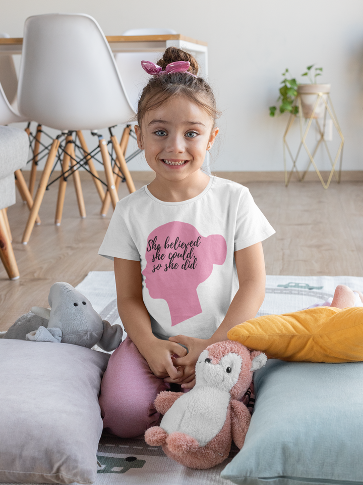 She believed she could, so she did. Girl power t-shirts for Toddlerss and Kids.