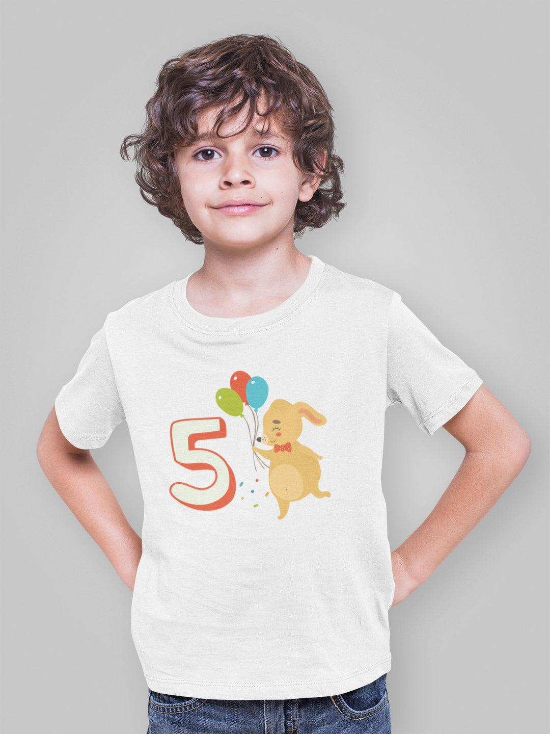 5 Birthday Cute Rabbit Red. Short Sleeve T Shirt For Toddler And Kids. - TeesForToddlersandKids -  t-shirt - birthday - 5-birthday-cute-rabbit-red-short-sleeve-t-shirt-for-toddler-and-kids