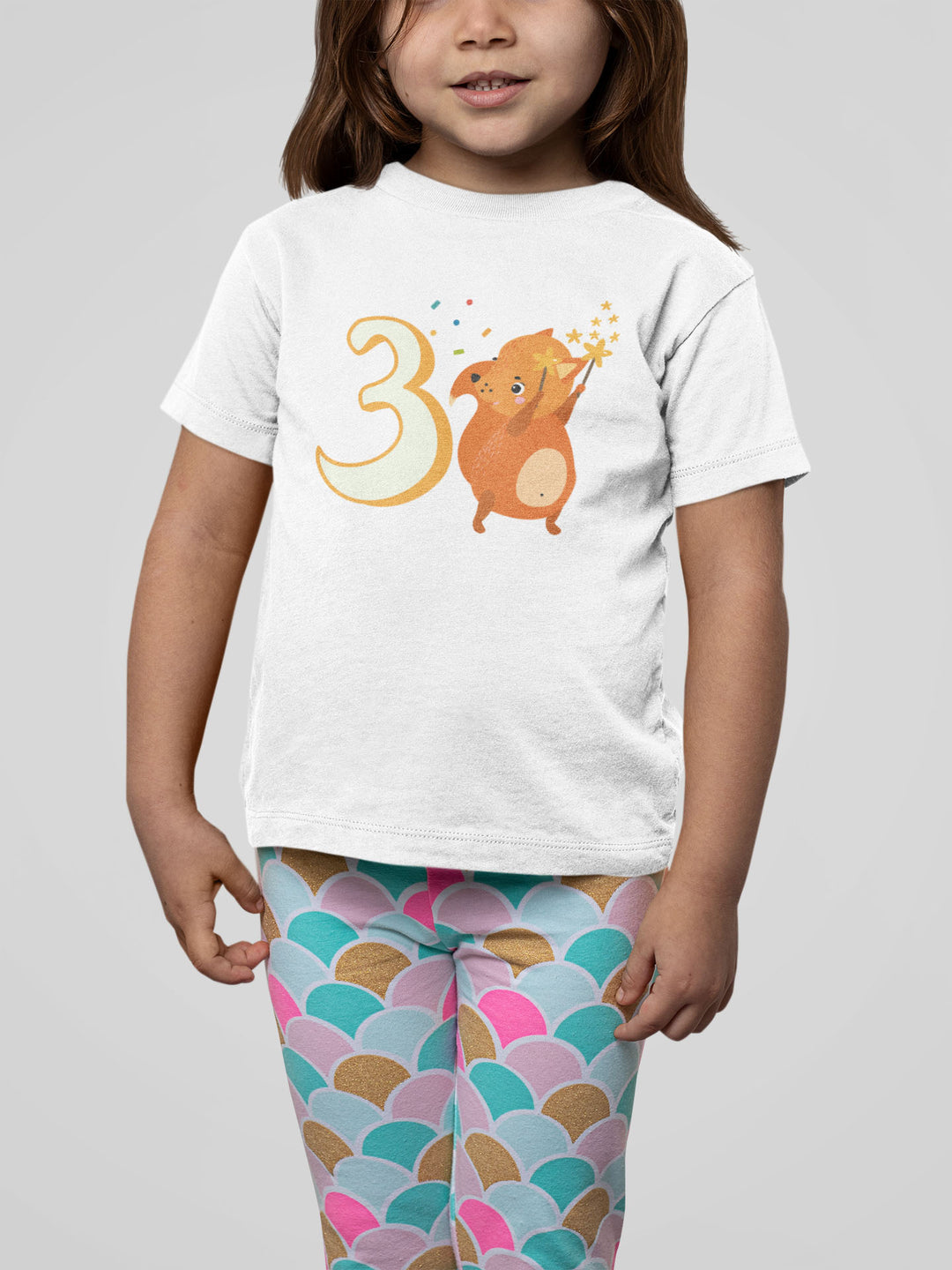 3 Year Birthday Cute Fox Orange. Short Sleeve T Shirt For Toddler And Kids. - TeesForToddlersandKids -  t-shirt - birthday - 3-year-birthday-cute-fox-orange-short-sleeve-t-shirt-for-toddler-and-kids