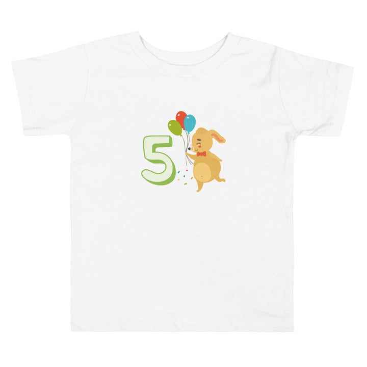 5 Birthday Cute Rabbit Green. Short Sleeve T Shirt For Toddler And Kids. - TeesForToddlersandKids -  t-shirt - birthday - 5-birthday-cute-rabbit-green-short-sleeve-t-shirt-for-toddler-and-kids