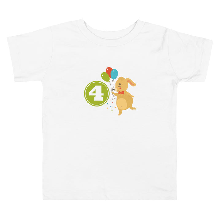 4 Years Birthday Cute Rabbit Green. Short Sleeve T Shirt For Toddler And Kids. - TeesForToddlersandKids -  t-shirt - birthday - 4-years-birthday-cute-rabbit-green-short-sleeve-t-shirt-for-toddler-and-kids