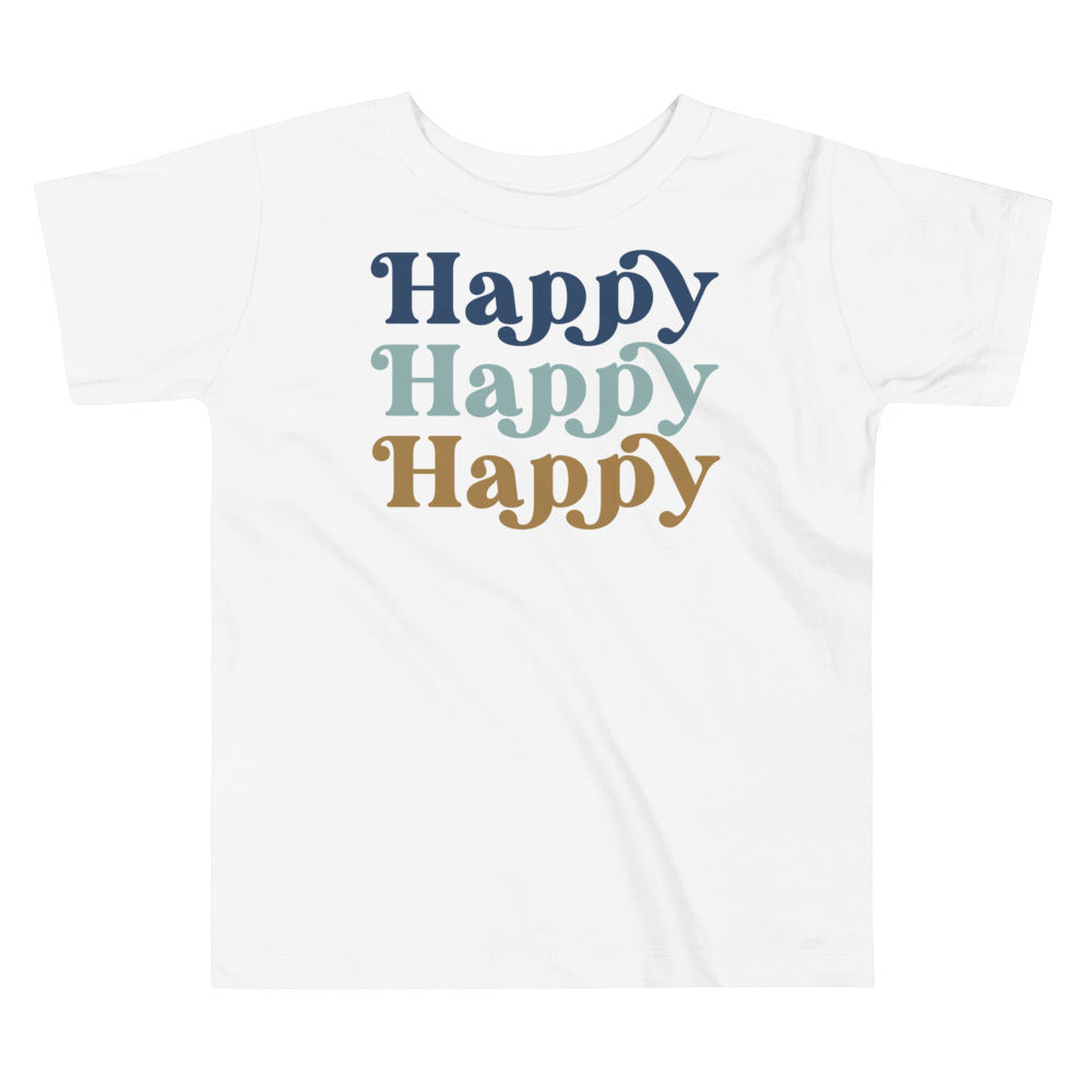 Happy in blues and brown. T-shirt or toddlers and kids. - TeesForToddlersandKids -  t-shirt - holidays, Love - happy-ni-blues-and-brown-t-shirt-or-toddlers-and-kids