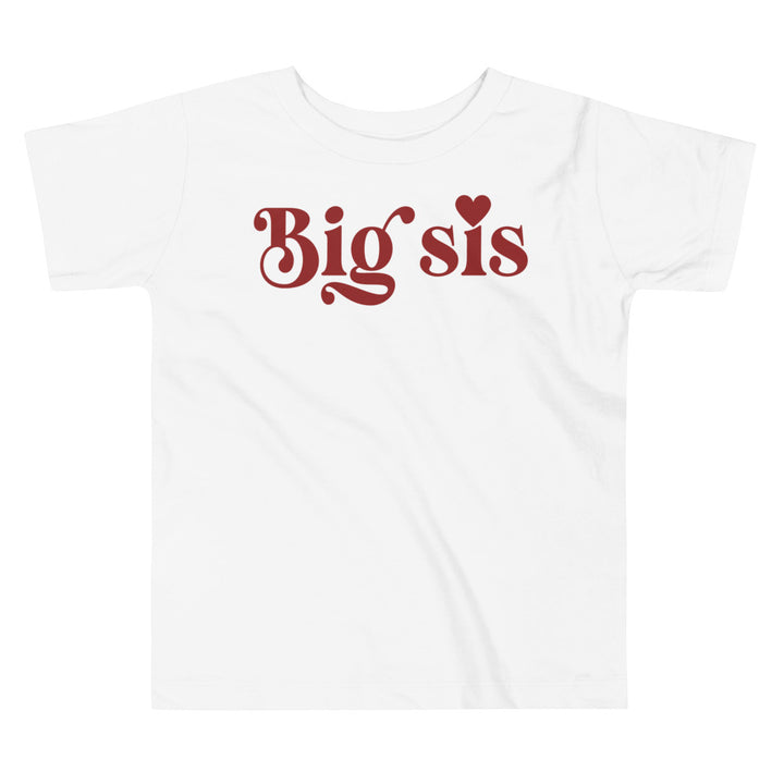 Big sis in red with heart. T-shirt for toddlers and kids. - TeesForToddlersandKids -  t-shirt - sibling - big-sis-t-shirt-for-toddlers-and-kids