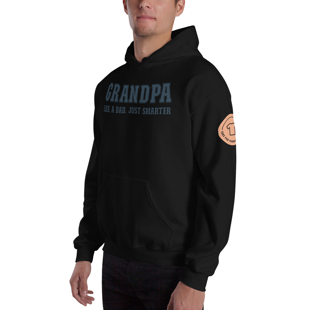 Grandpa. College font. Like a dad. Just smarter. Hoodie for men. - TeesForToddlersandKids -  hoodie - men - grandpa-college-font-like-a-dad-just-smarter-hoodie-for-men