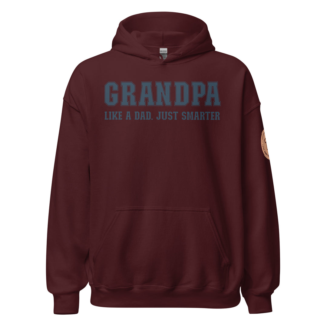 Grandpa. College font. Like a dad. Just smarter. Hoodie for men. - TeesForToddlersandKids -  hoodie - men - grandpa-college-font-like-a-dad-just-smarter-hoodie-for-men