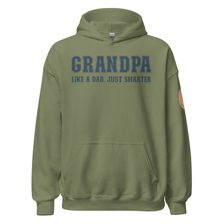 Grandpa. College font. Like a dad. Just smarter. Hoodie for men. - TeesForToddlersandKids -  hoodie - men - grandpa-college-font-like-a-dad-just-smarter-hoodie-for-men