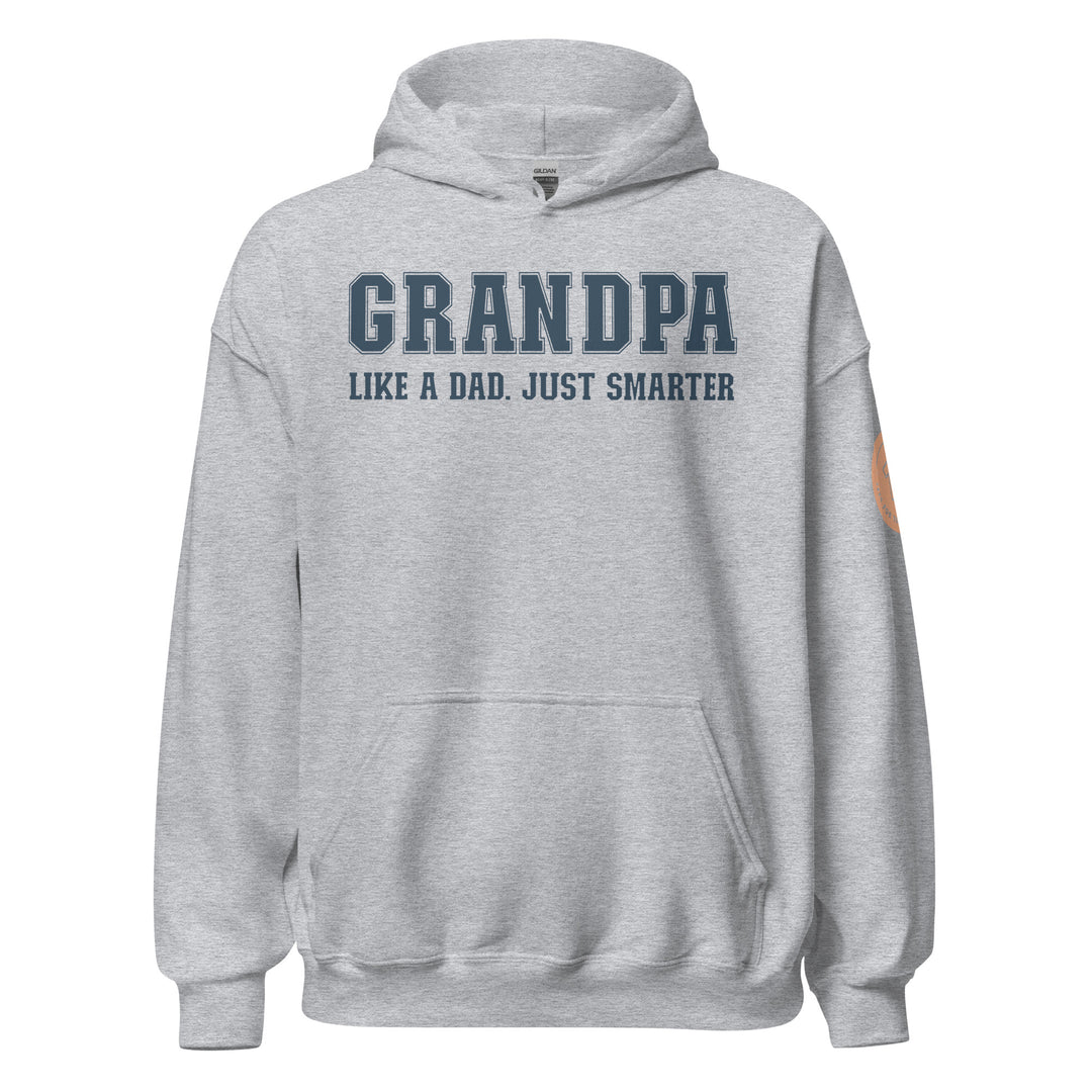 Grandpa. College font. Like a dad. Just smarter. Hoodie for men. - TeesForToddlersandKids -  hoodie - men - grandpa-college-font-like-a-dad-just-smarter-hoodie-for-men