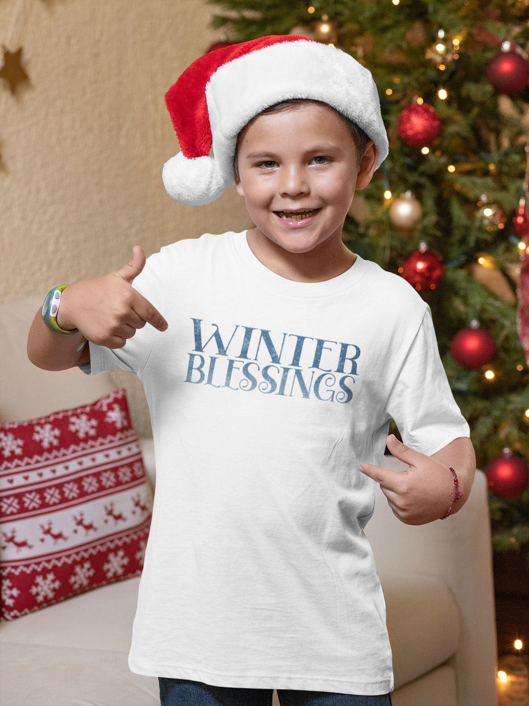Winter Blessings. Short Sleeve T Shirts For Toddlers And Kids. - TeesForToddlersandKids -  t-shirt - christmas, holidays, seasons, winter - winter-blfssings-short-sleeve-t-shirts-for-toddlers-and-kids